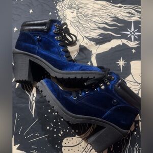 Joe Boxer Blue Velvet Lace Up Boots